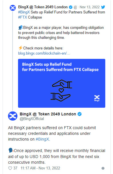 Sau khủng hoảng FTX, BingX ban bố khẩn cấp quỹ cứu trợ đặc biệt 5 triệu USD